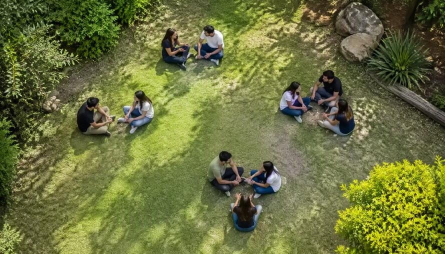 Trabajo en parejas al aire libre